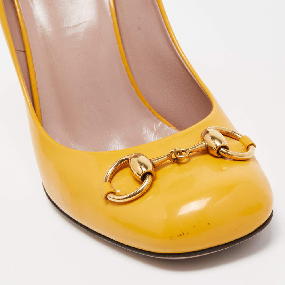 Gucci Yellow Patent Leather Horsebit Pumps - Picture 8 of 9